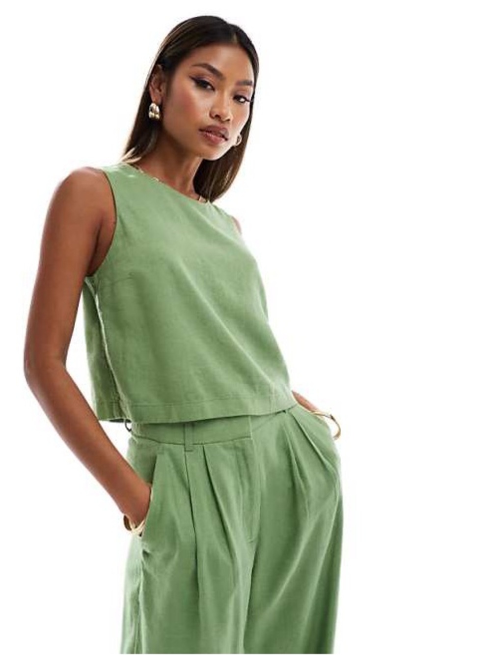 Abercrombie & Fitch Linen  Green Tank Top Size Medium Like New